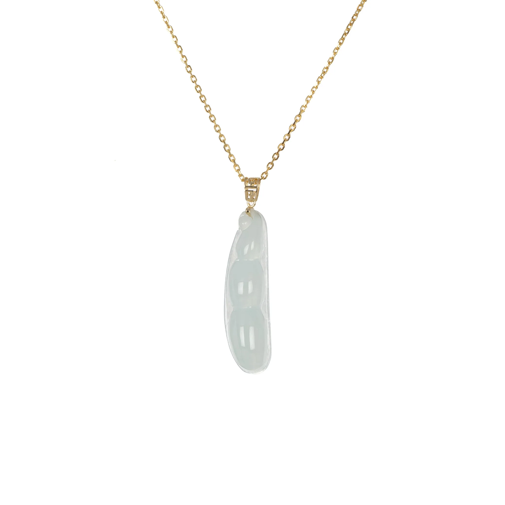 Tranquiliti Jadeite Jade Bean Pendant with 18ct Gold - Image 2