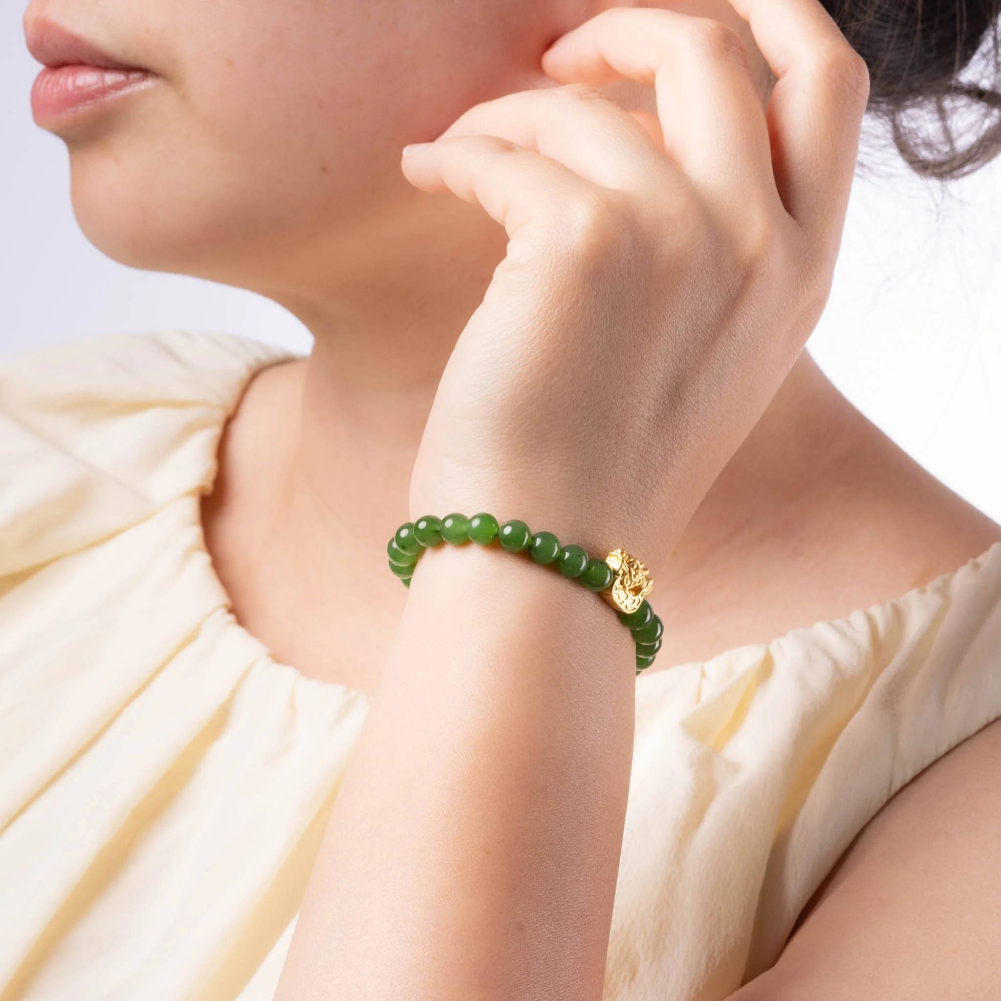 Triumph Dragon Boat Jade Bracelet with 999 Pure Gold - Image 5