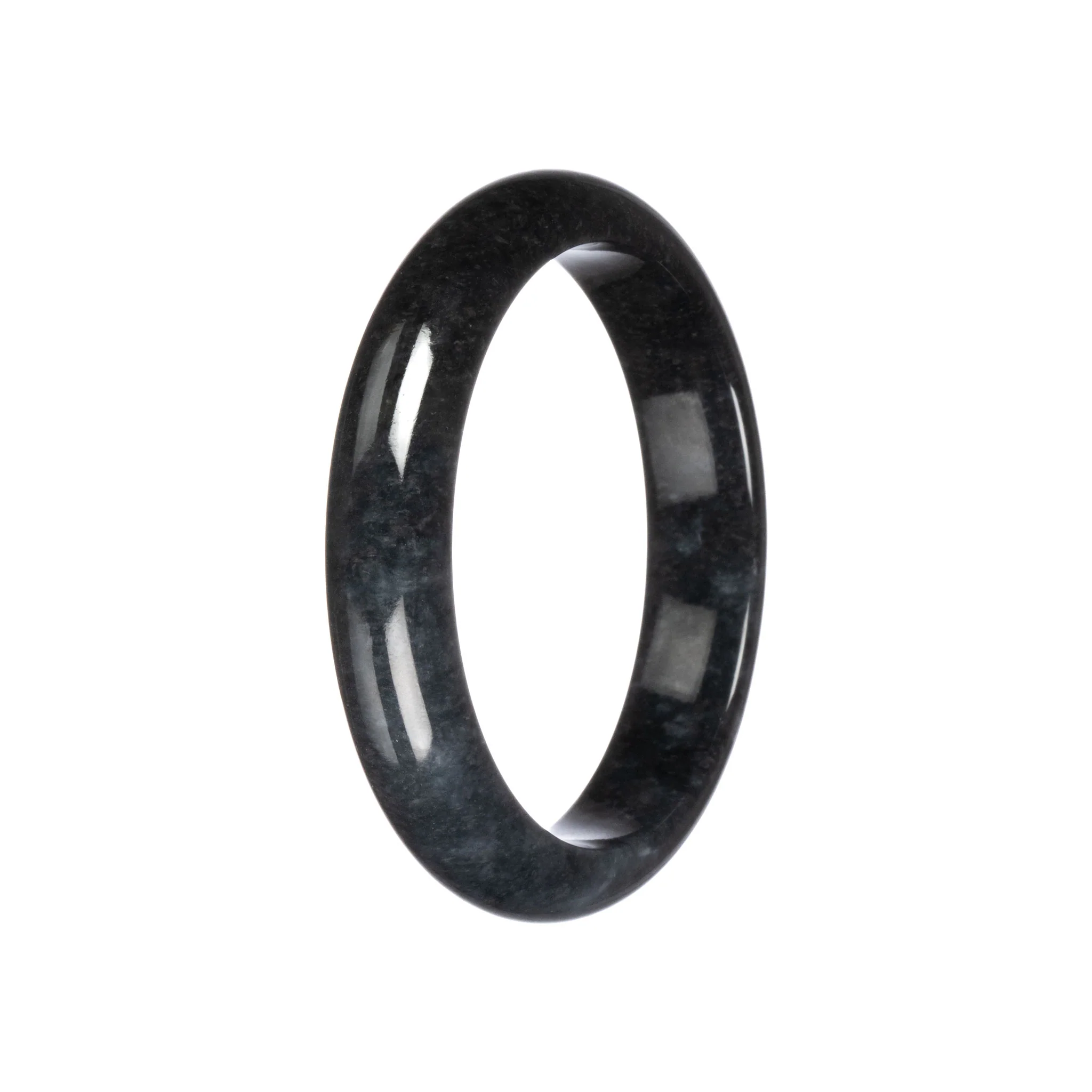 Untreated Black Jadeite Bangle - 58mm Half Moon - Image 3