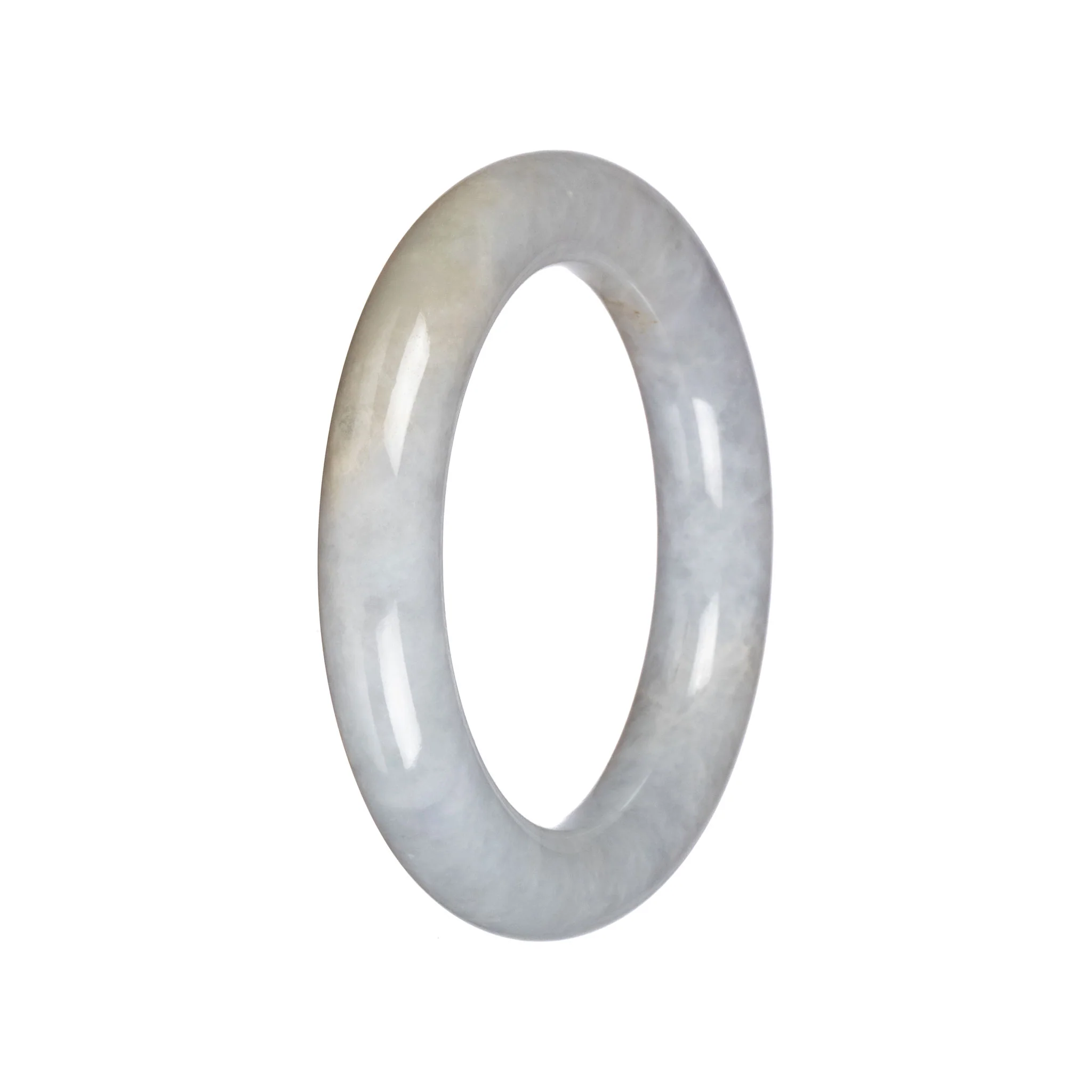 Untreated Light Grey Burma Jade Bangle Bracelet - 55mm Round - Image 2