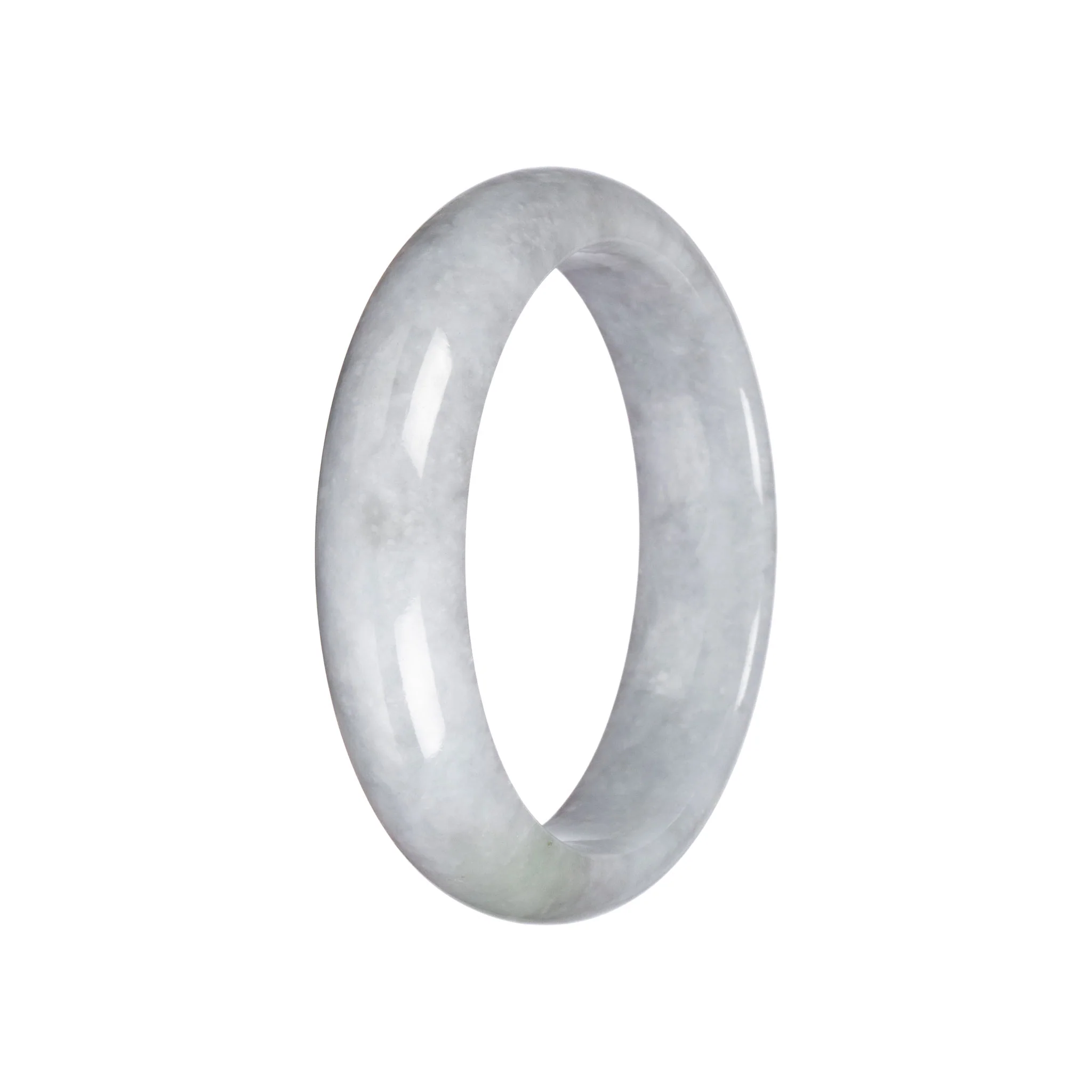 Untreated Light Grey Jadeite Bangle - 58mm Half Moon - Image 2