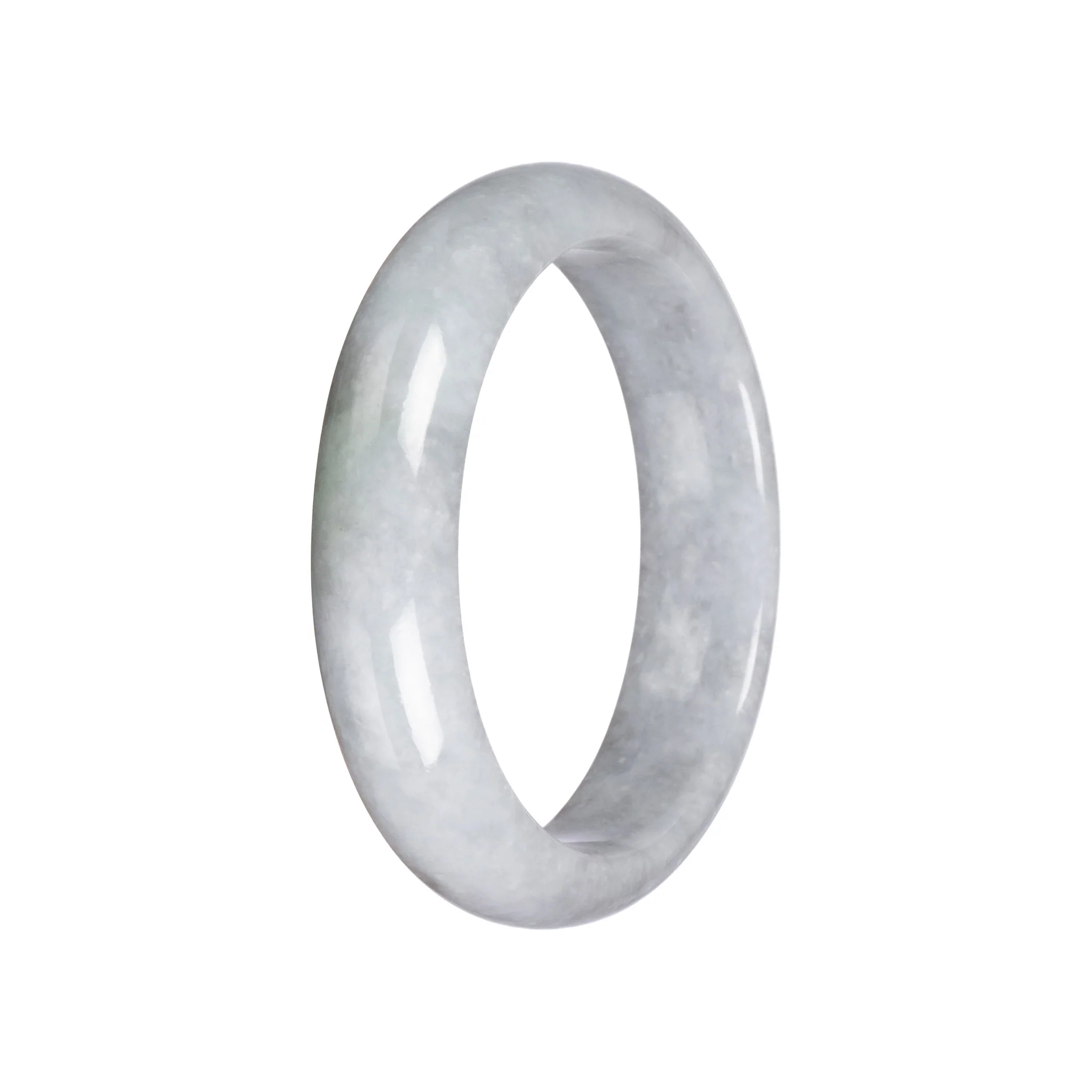 Untreated Light Grey Jadeite Bangle - 58mm Half Moon - Image 3