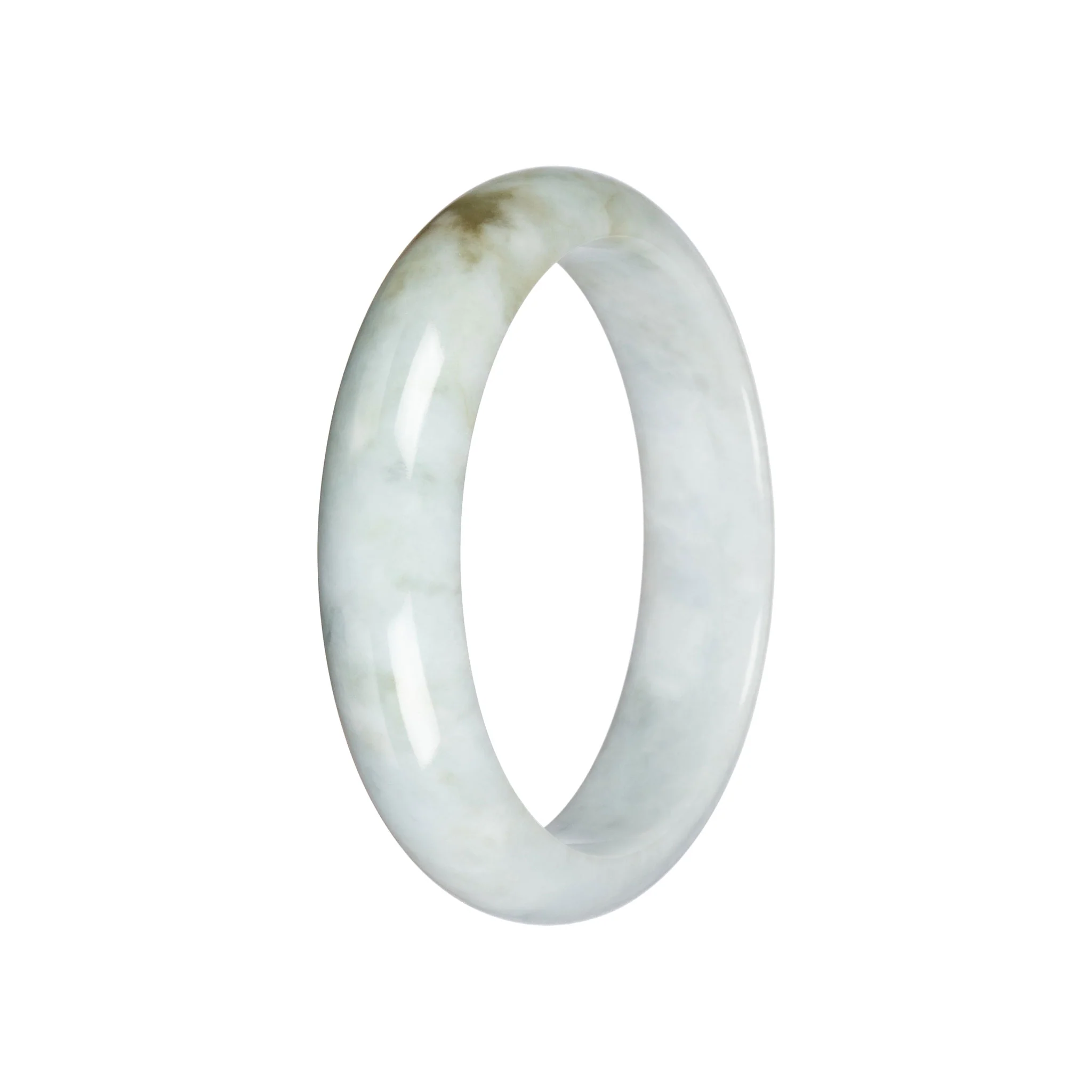 Untreated Pale Green Burmese Jade Bangle Bracelet - 59mm Half Moon - Image 2