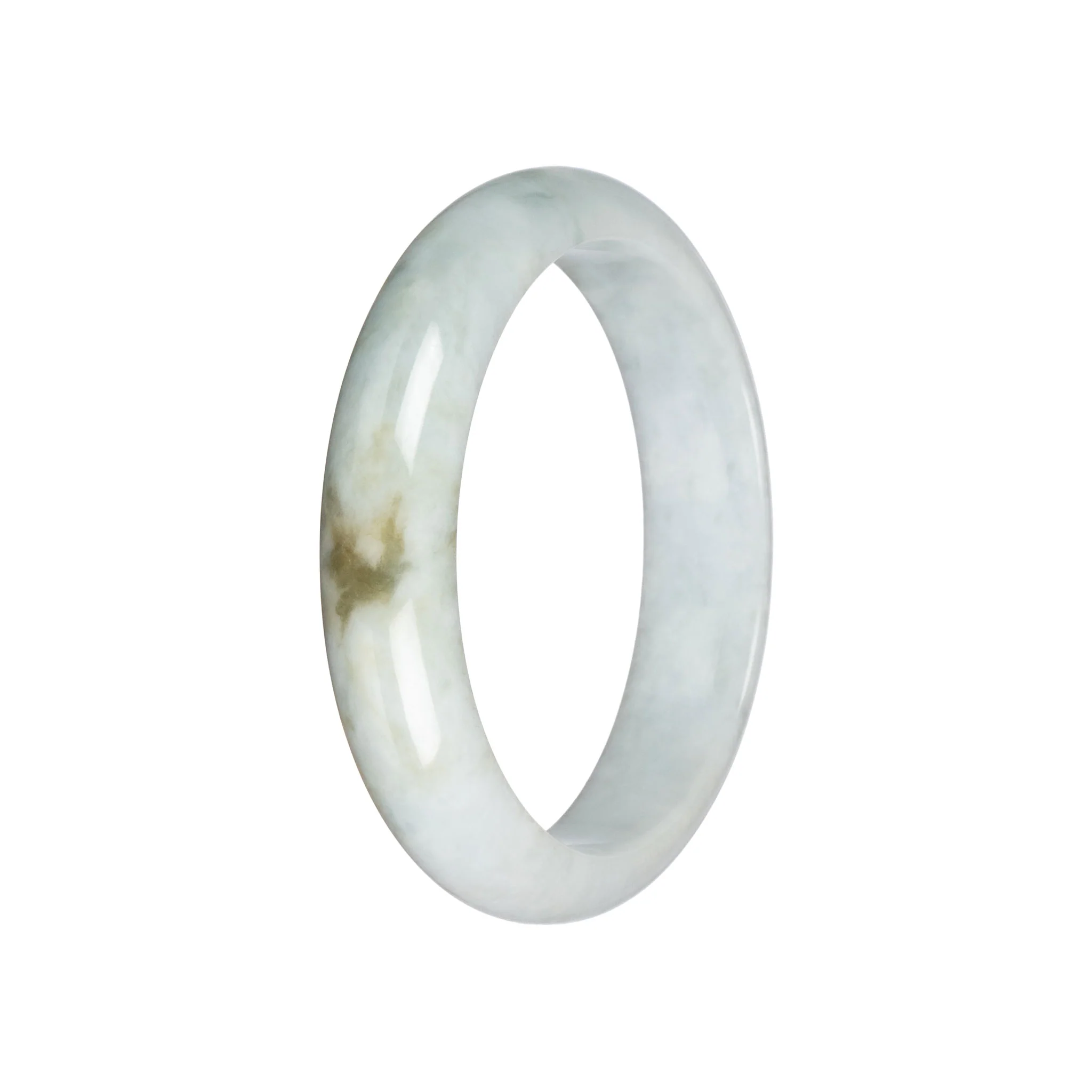 Untreated Pale Green Burmese Jade Bangle Bracelet - 59mm Half Moon - Image 3