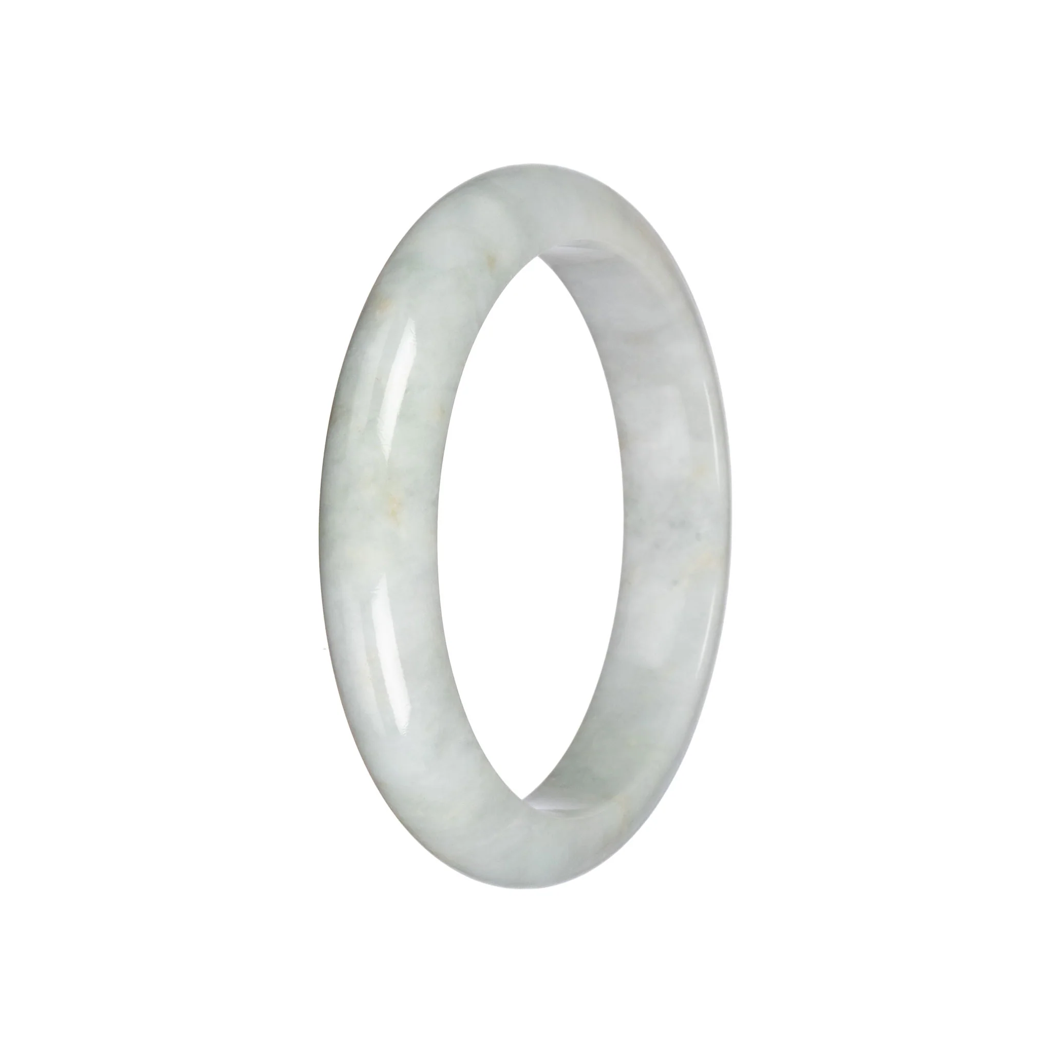 Untreated Pale Green Traditional Jade Bangle - 59mm Half Moon - Image 2