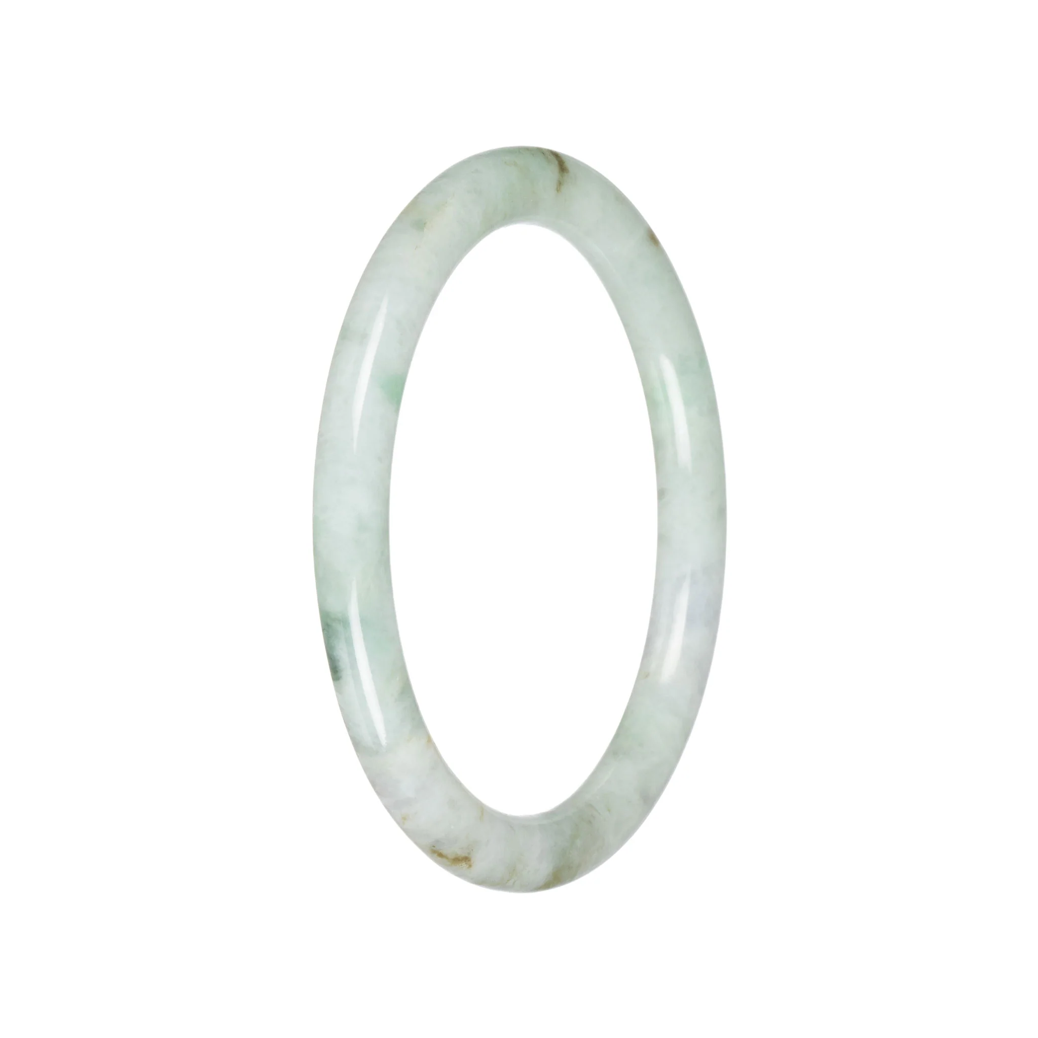Untreated Pale Green with Dark Green Jadeite Bangle - 59mm Petite Round - Image 3