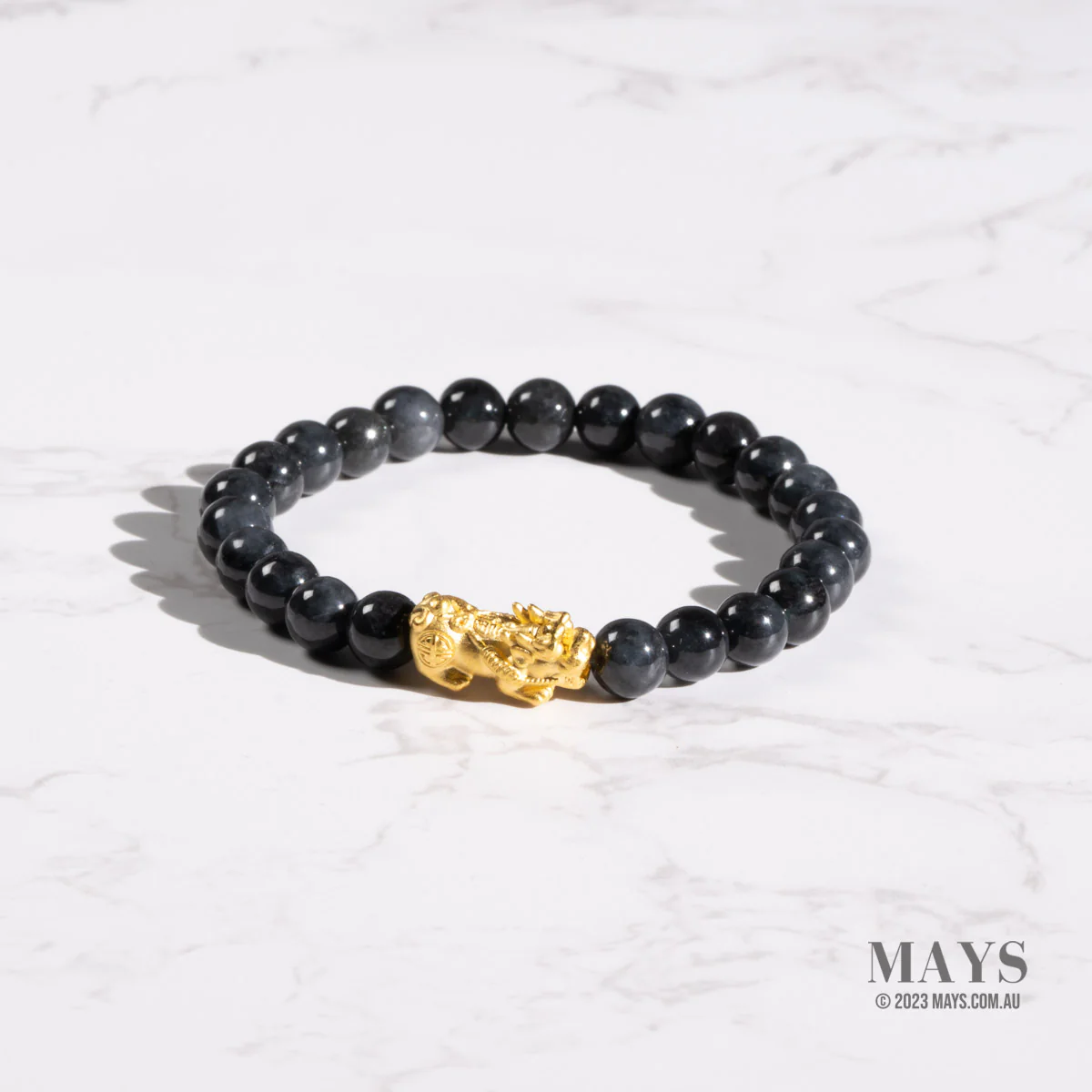 Wealth Guardian Jade Bracelet with Grey and Black Burmese Jadeite - Image 3