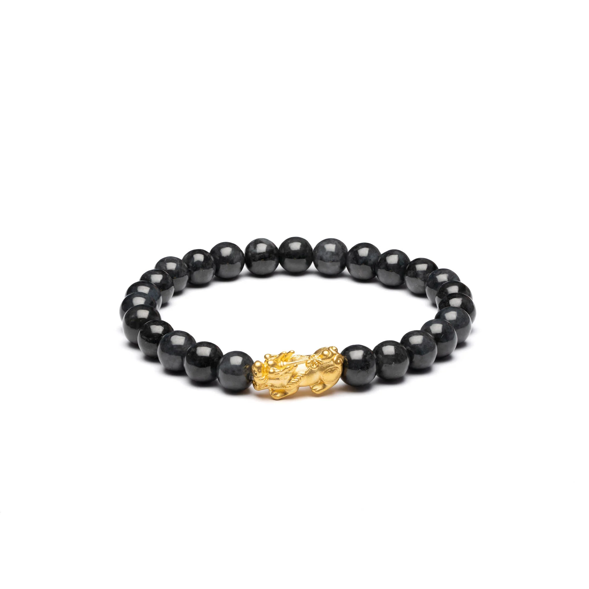 Wealth Guardian Jade Bracelet with Grey and Black Burmese Jadeite - Image 4