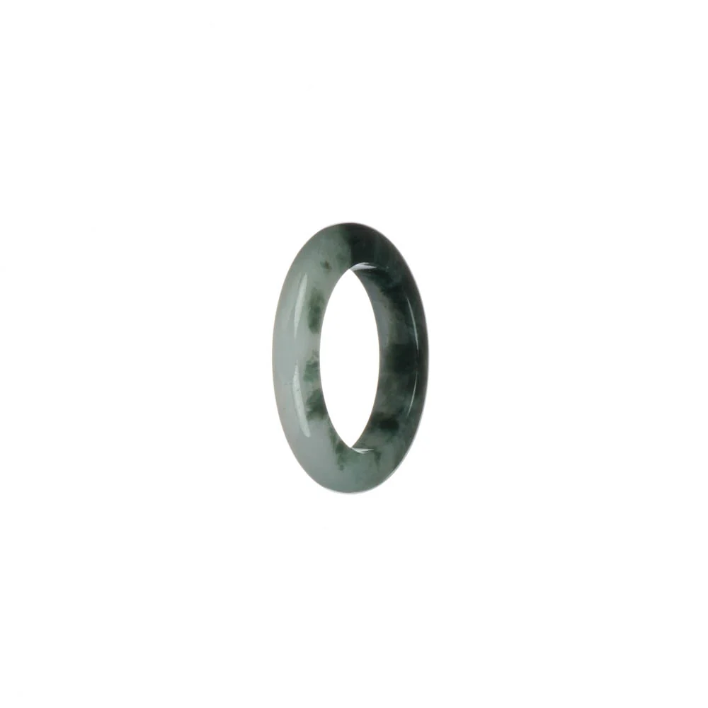 Certified White and Dark Green Burma Jade Ring - US 7.25