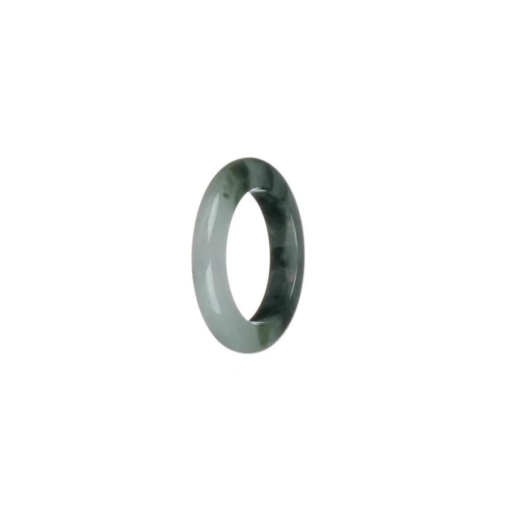 Certified White and Dark Green Burma Jade Ring - US 7.25 - Image 2