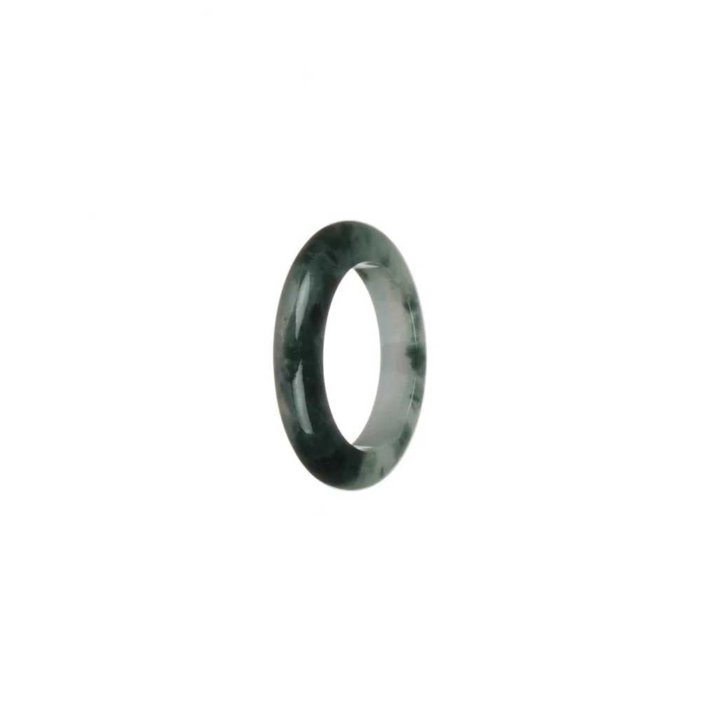 Certified White and Dark Green Burma Jade Ring - US 7.25 - Image 3
