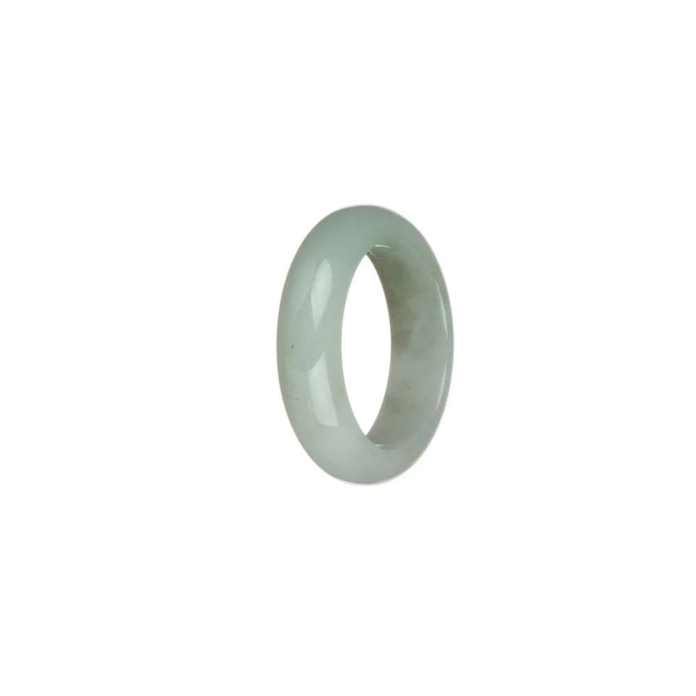 Authentic White and Pale Green with Olive Green Patch Burma Jade Ring - US 9.5 - Image 3