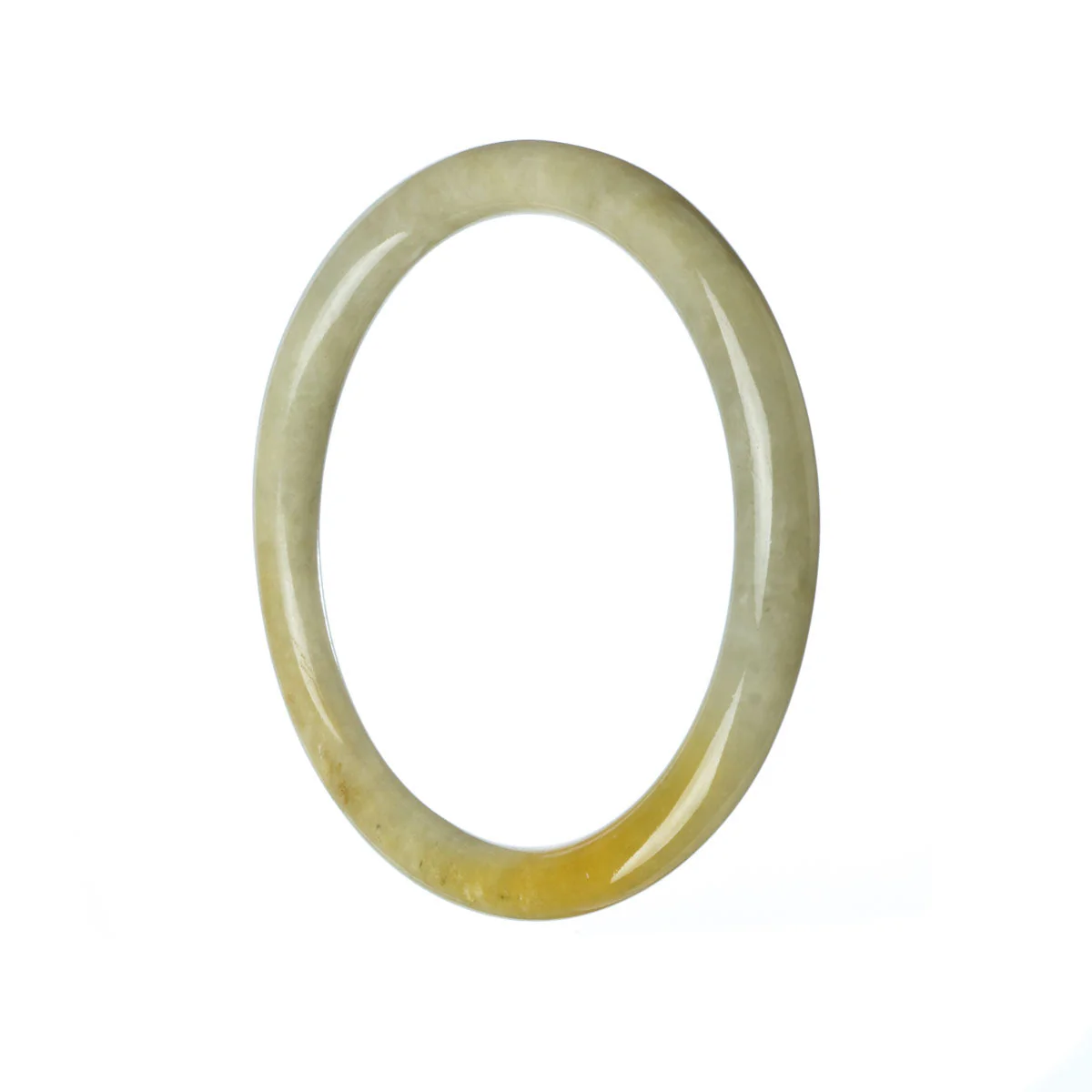 Certified Grade A White Brown Jadeite Bracelet - 58mm Petite