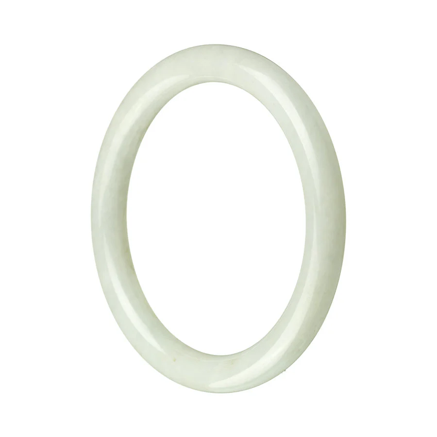 Genuine Type A White Burmese Jade Bangle Bracelet - 59mm Round