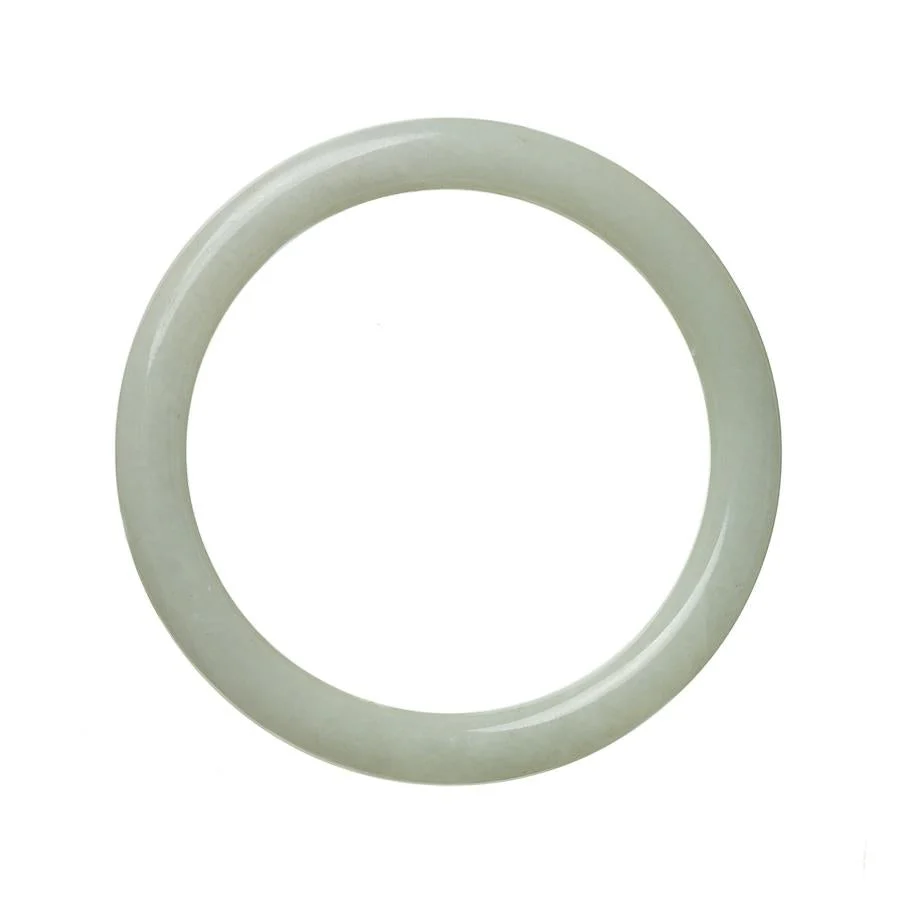 Genuine Type A White Burmese Jade Bangle Bracelet - 59mm Round - Image 2