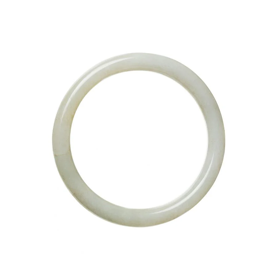 Authentic Grade A White Jade Bangle - 54mm Semi Round - Image 3