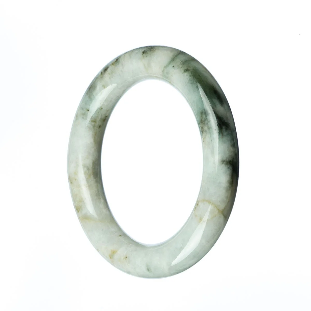 Real Grade A White Green Jade Bracelet - 57mm Round - Image 3