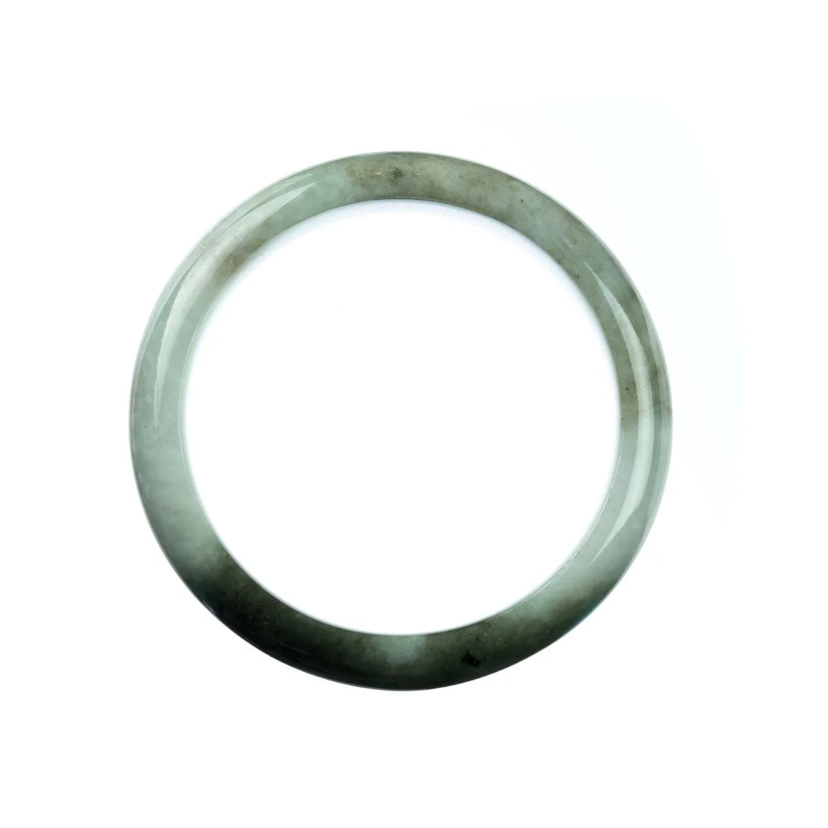 Certified Type A White Green Traditional Jade Bangle - 59mm Half Moon - Image 3
