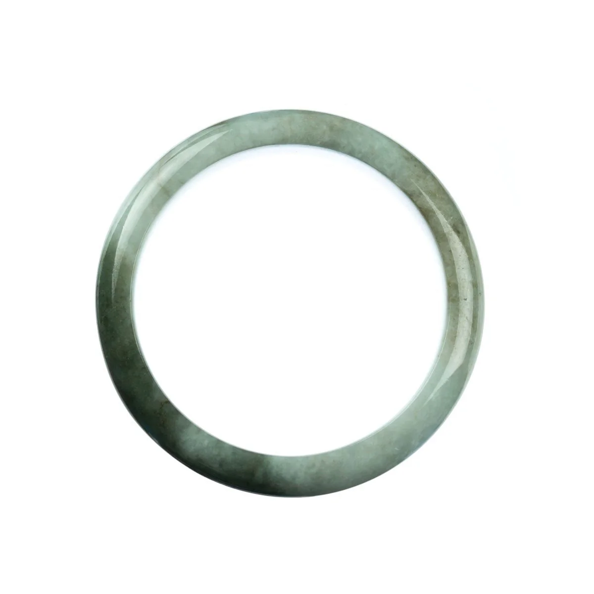 Certified Type A White Green Traditional Jade Bangle - 59mm Half Moon - Image 4