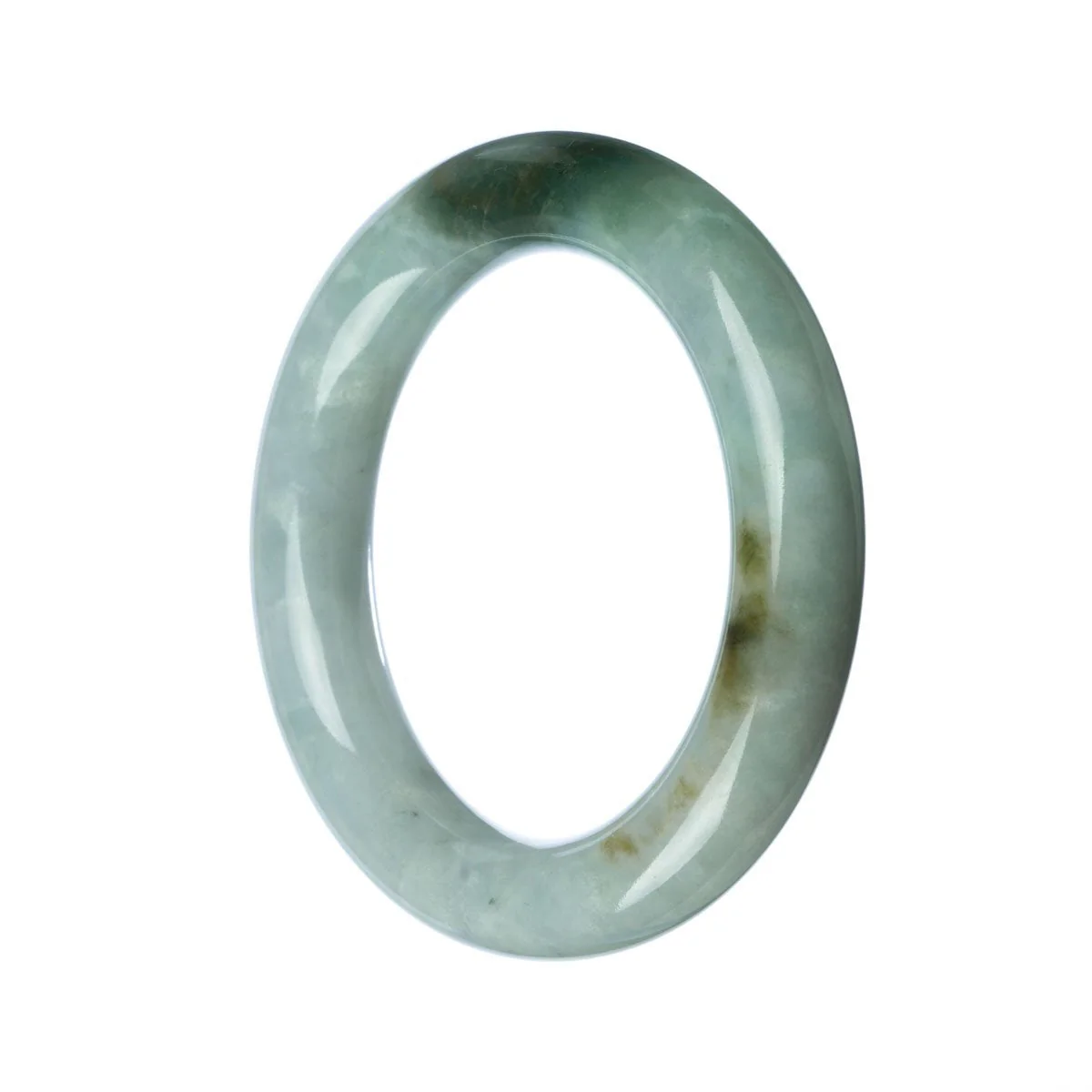 Real Type A White Green Jade Bangle - 57mm Round - Image 2