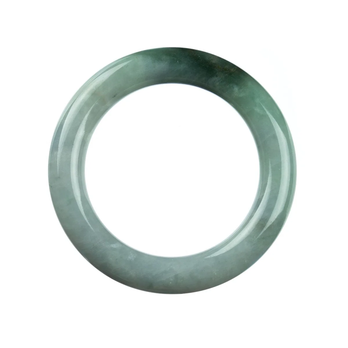 Real Type A White Green Jade Bangle - 57mm Round - Image 3
