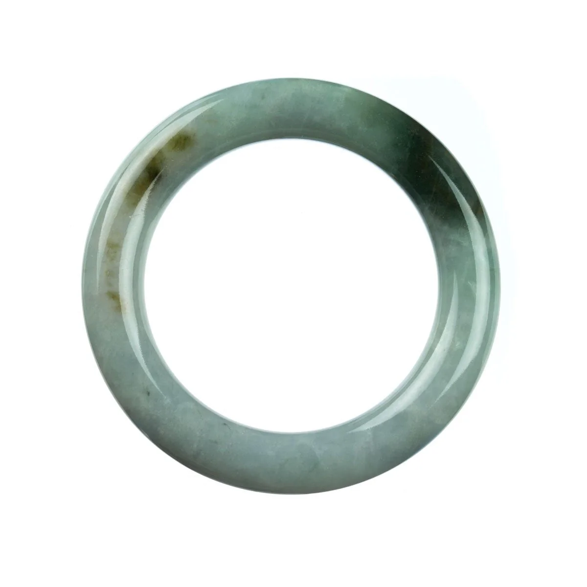 Real Type A White Green Jade Bangle - 57mm Round - Image 4