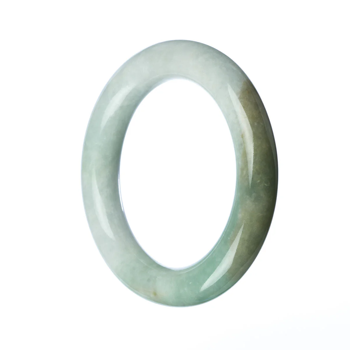 Genuine Grade A White Green Jadeite Bangle Bracelet - 58mm Round