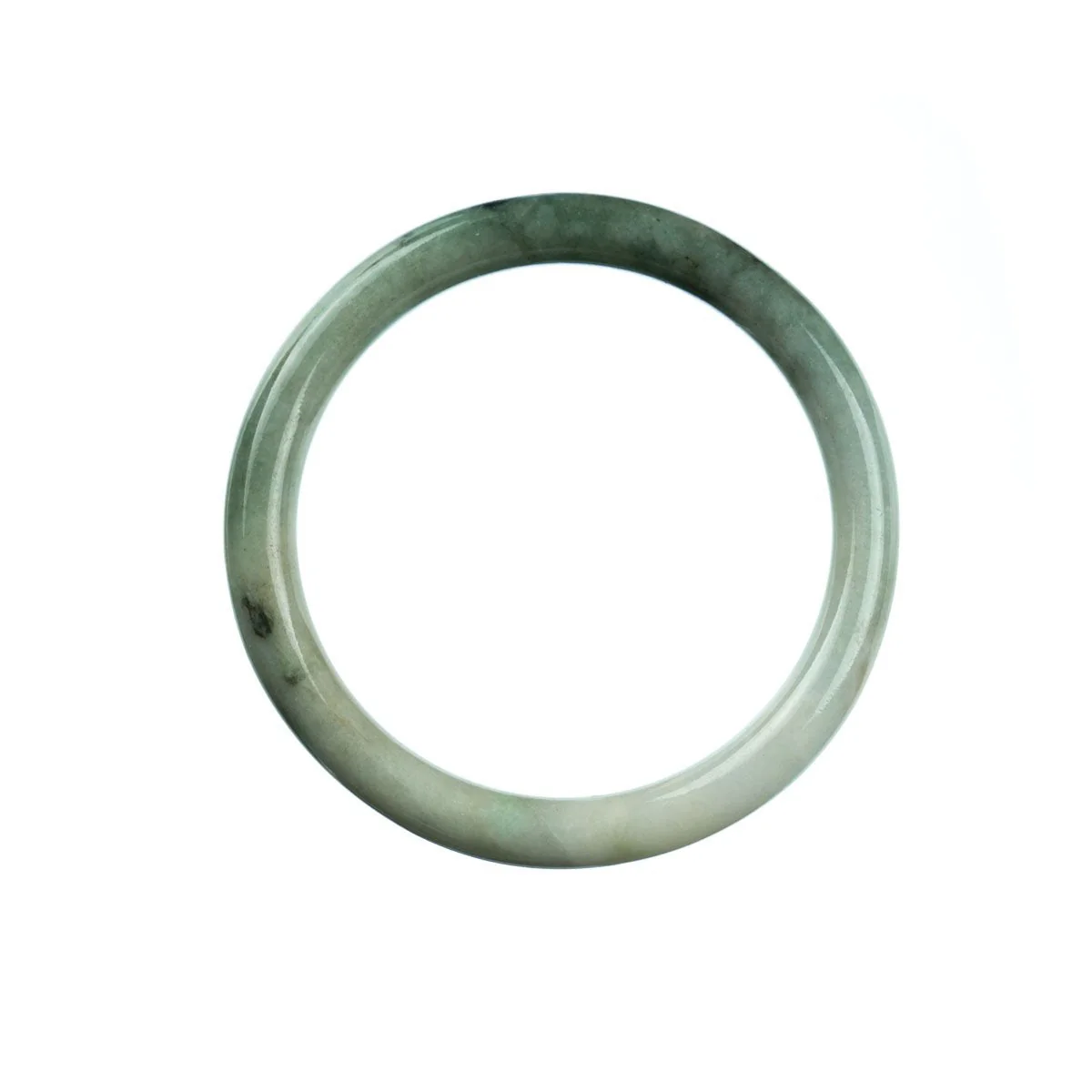 Certified Grade A White Green Jadeite Jade Bracelet - 56mm Semi Round - Image 3
