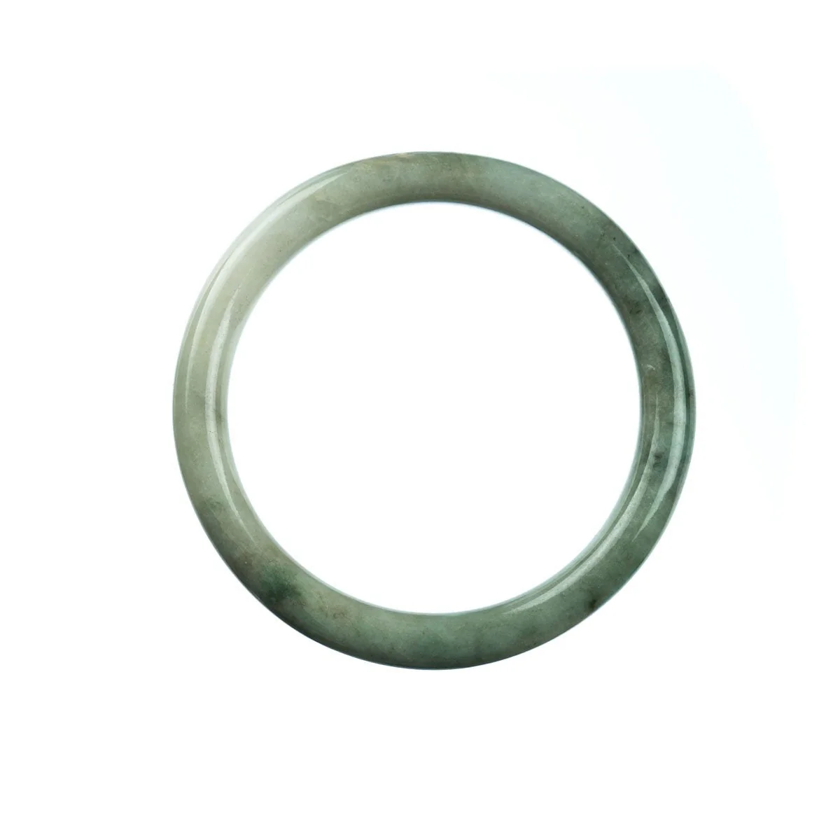 Certified Grade A White Green Jadeite Jade Bracelet - 56mm Semi Round - Image 4