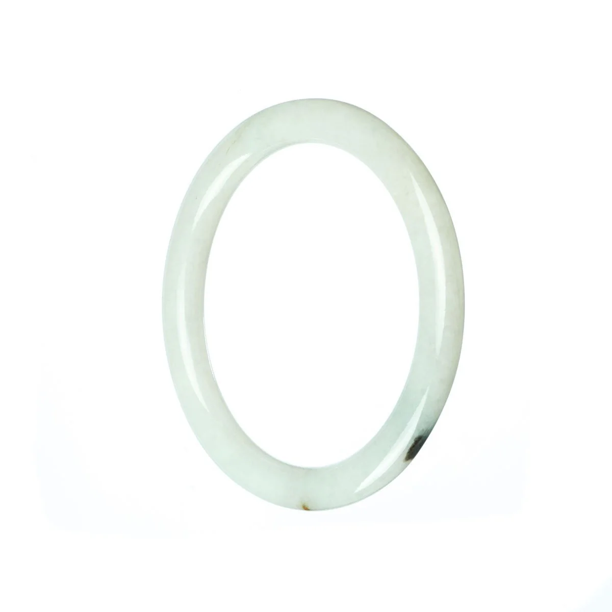 Real Grade A White Jadeite Jade Bangle Bracelet - 53mm Petite Round - Image 2