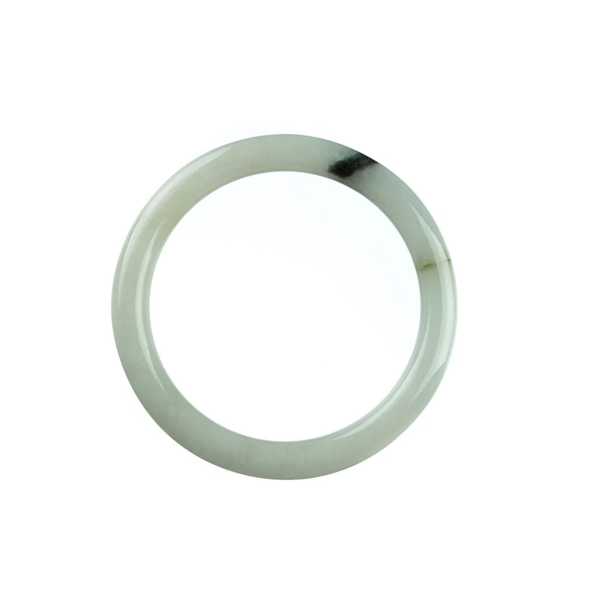 Real Grade A White Jadeite Jade Bangle Bracelet - 53mm Petite Round - Image 4