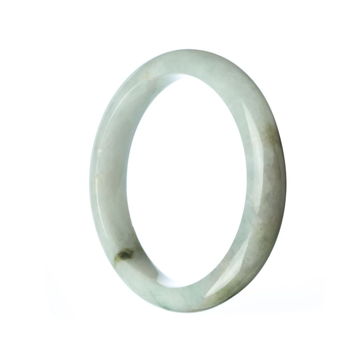 Genuine Type A White Jade Bangle Bracelet - 59mm Semi Round - Image 2