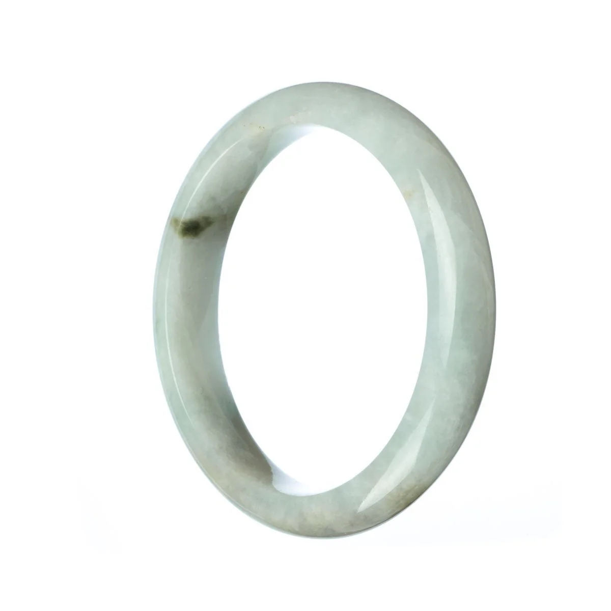 Genuine Type A White Jade Bangle Bracelet - 59mm Semi Round - Image 3