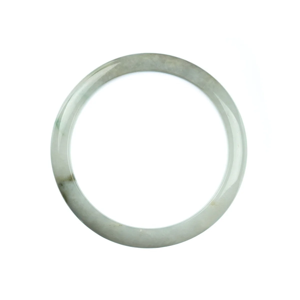 Genuine Type A White Jade Bangle Bracelet - 59mm Semi Round - Image 4