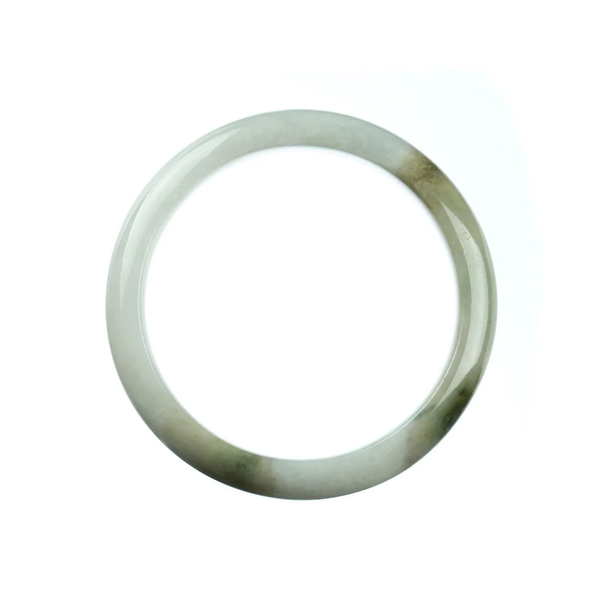 Genuine Type A White Jade Bangle Bracelet - 59mm Semi Round - Image 5