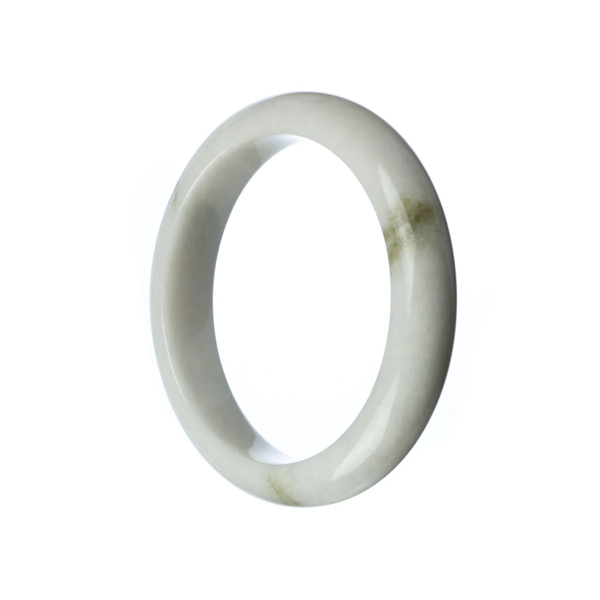 Genuine Grade A White Jadeite Jade Bracelet - 58mm Half Moon