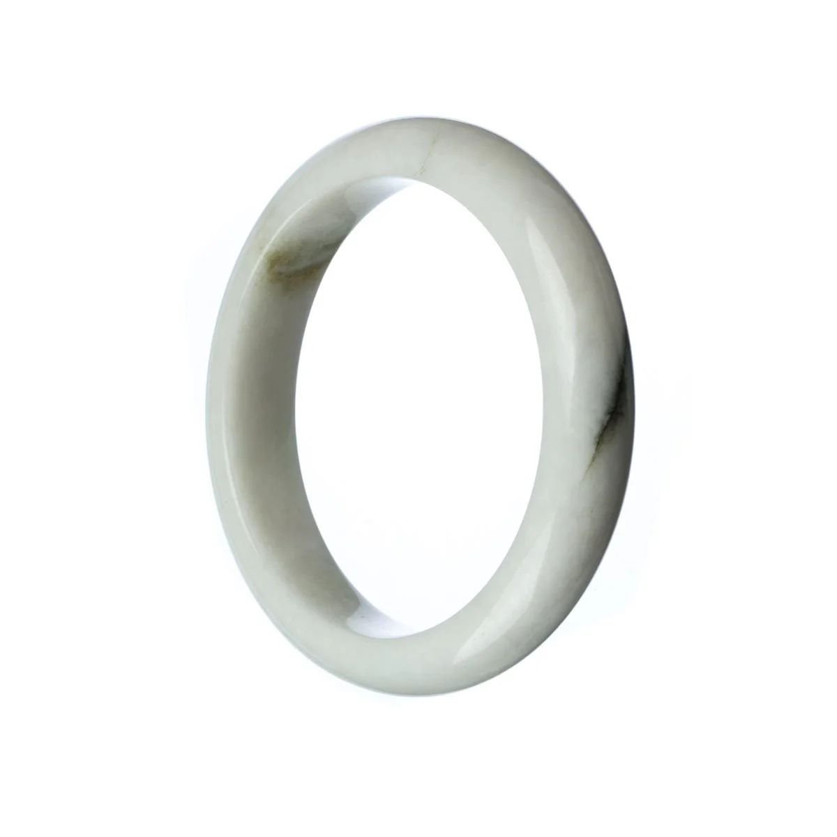 Genuine Grade A White Jadeite Jade Bracelet - 58mm Half Moon - Image 2