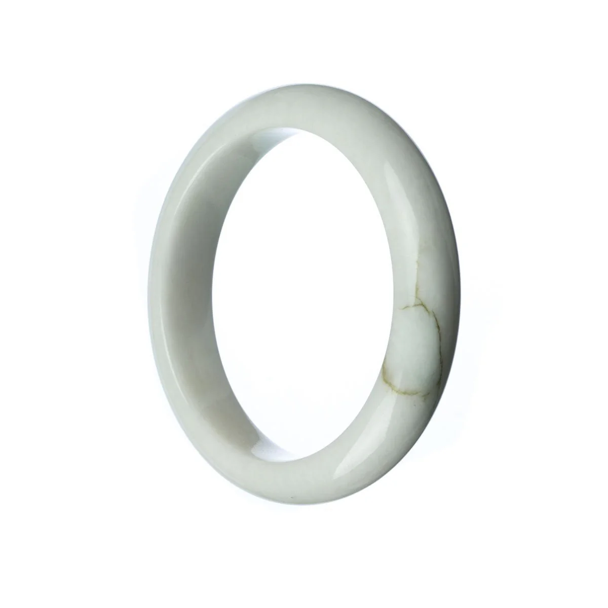 Genuine Grade A White Jade Bracelet - 58mm Half Moon - Image 2