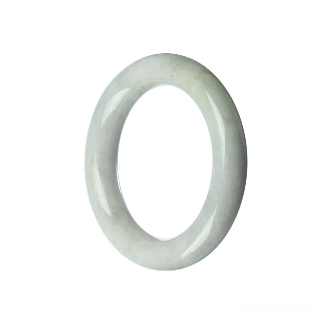Certified Type A White Burma Jade Bangle Bracelet - 52mm Round - Image 2