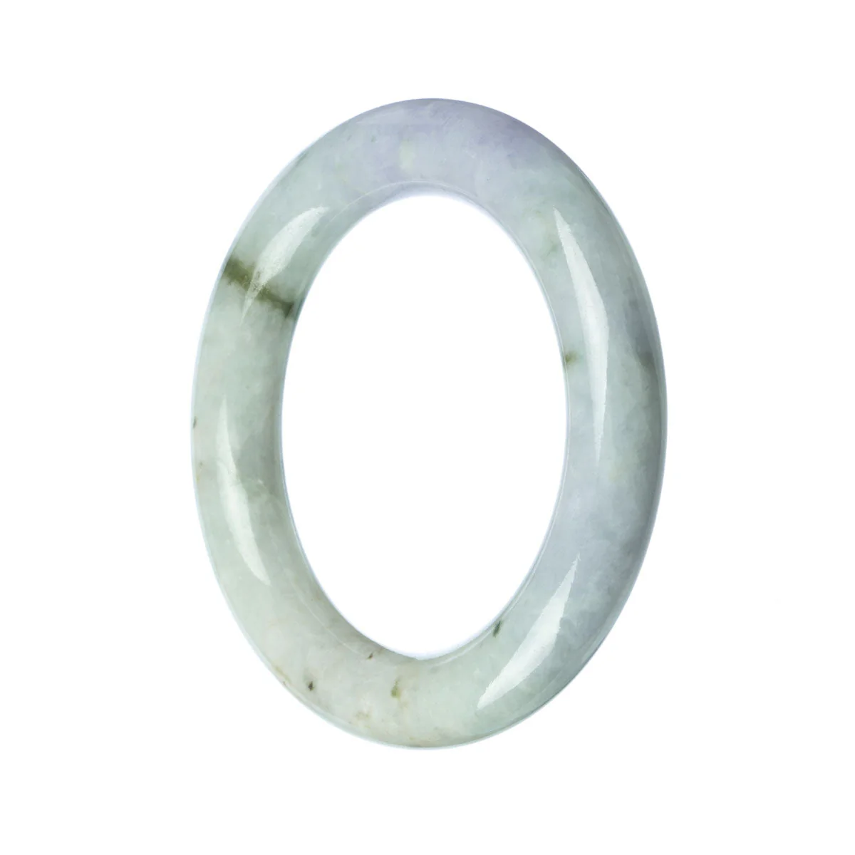 Genuine Type A White Jadeite Bangle Bracelet - 57mm Round