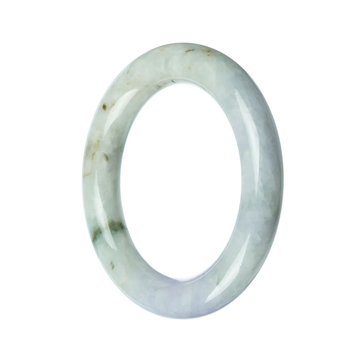 Genuine Type A White Jadeite Bangle Bracelet - 57mm Round - Image 2