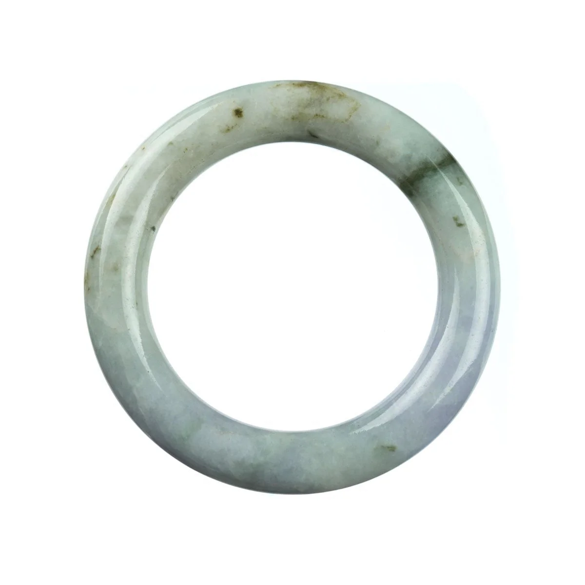 Genuine Type A White Jadeite Bangle Bracelet - 57mm Round - Image 3
