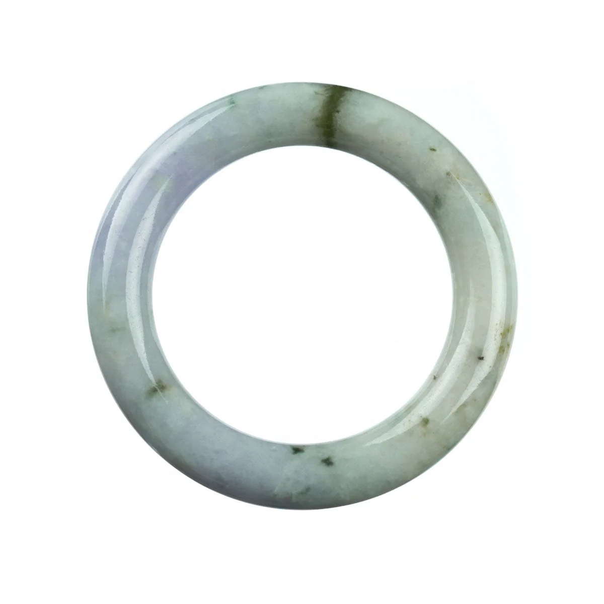 Genuine Type A White Jadeite Bangle Bracelet - 57mm Round - Image 4