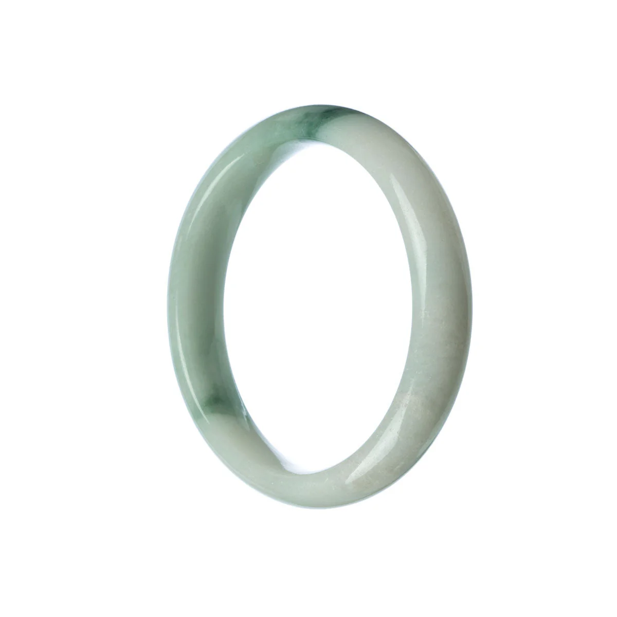 Genuine Grade A White Jadeite Bracelet - 56mm Half Moon