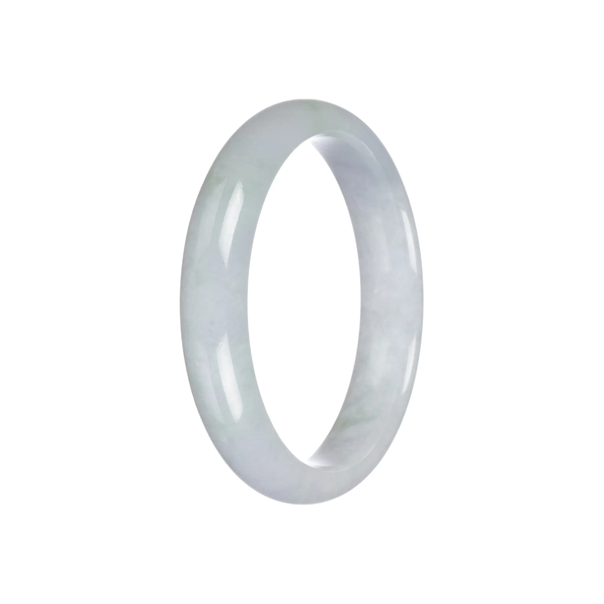 Genuine Grade A White Jadeite Jade Bangle Bracelet - 57mm Half Moon - Image 2
