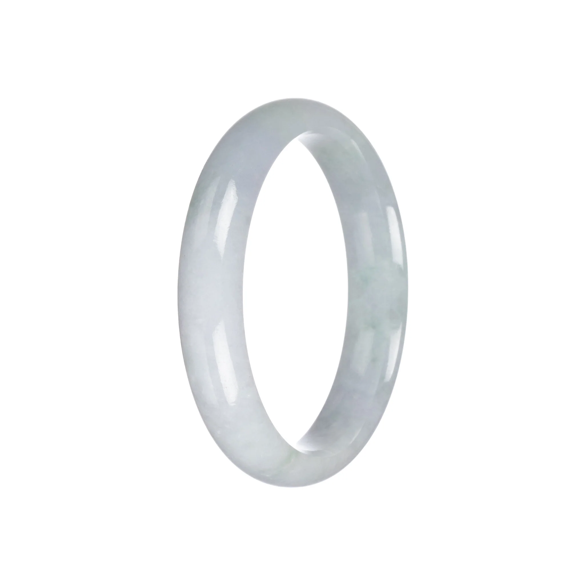 Genuine Grade A White Jadeite Jade Bangle Bracelet - 57mm Half Moon - Image 3