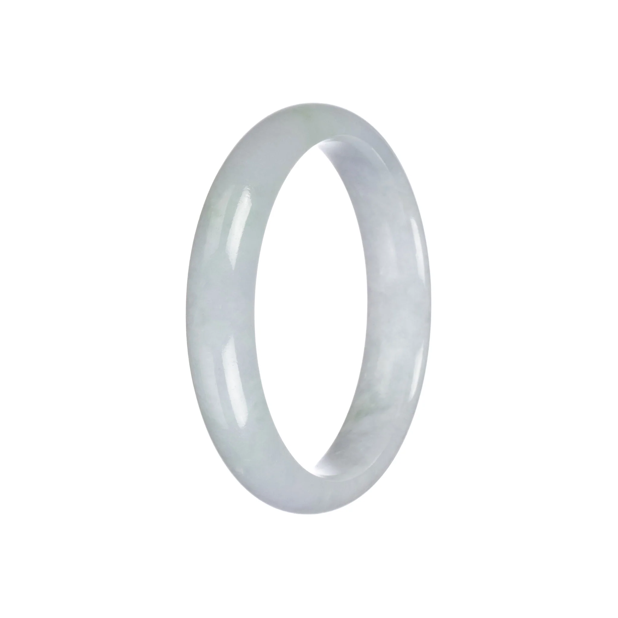 Genuine Grade A White Jadeite Jade Bangle Bracelet - 57mm Half Moon - Image 4