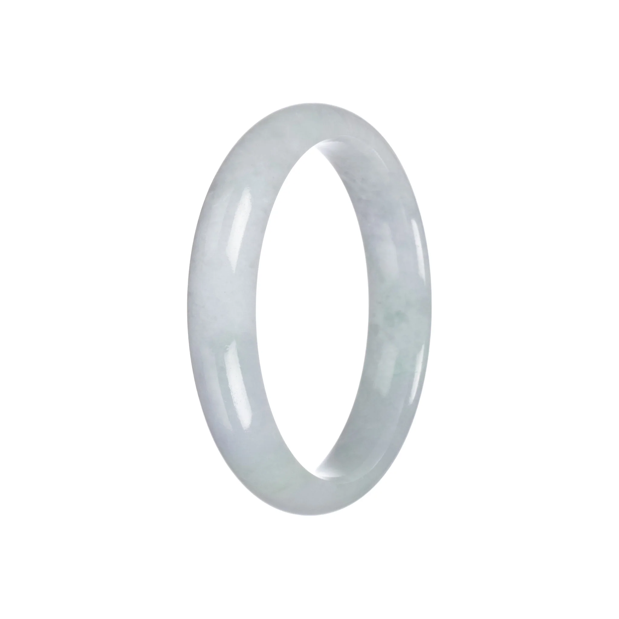 Genuine Grade A White Jadeite Jade Bangle Bracelet - 57mm Half Moon - Image 5