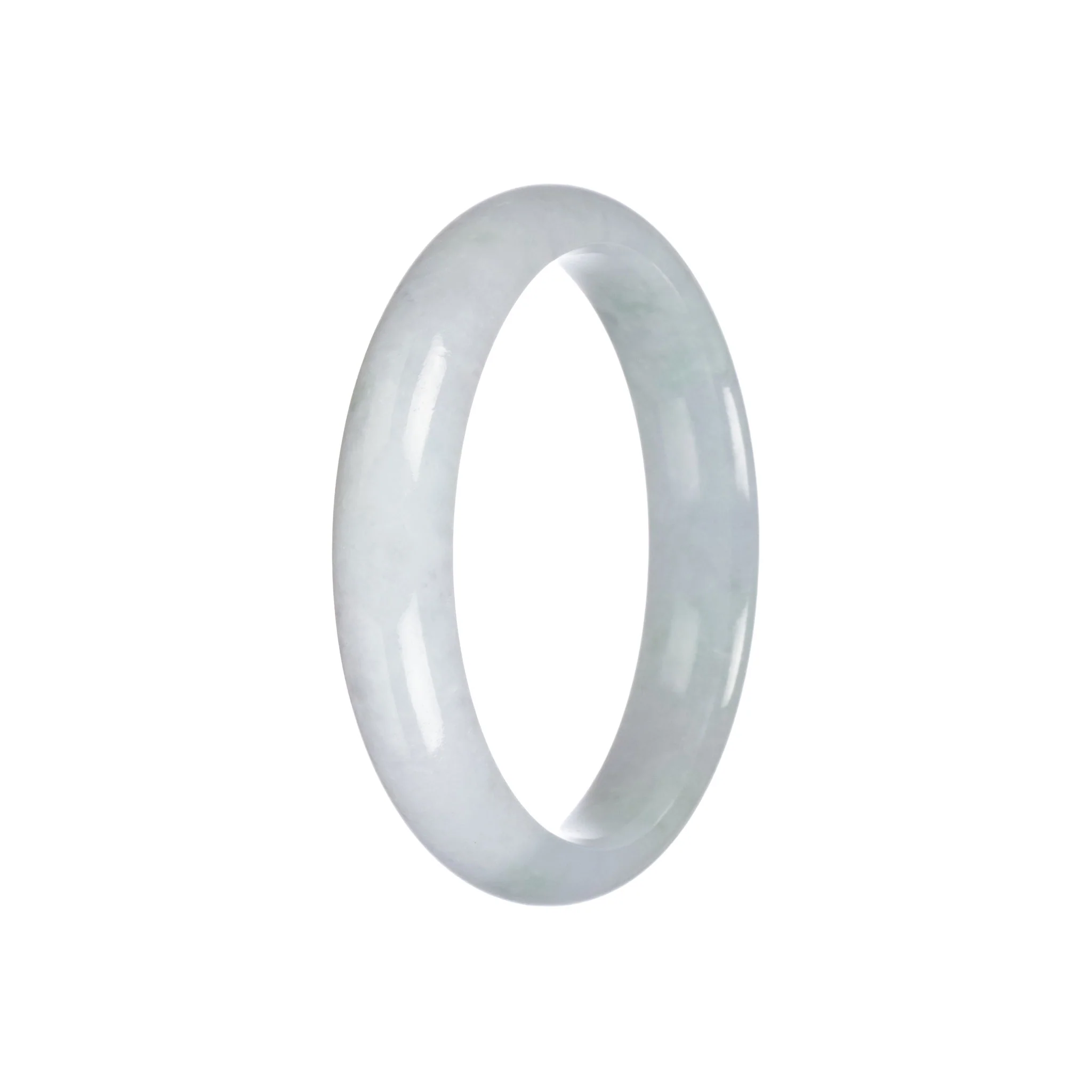 Genuine Grade A White Jadeite Jade Bangle Bracelet - 57mm Half Moon - Image 6
