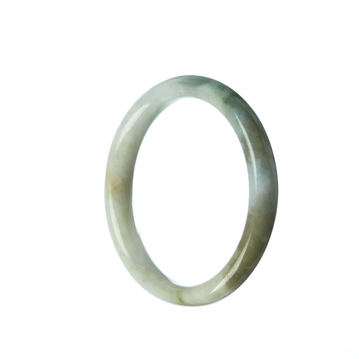 Certified Grade A White Burmese Jade Bangle Bracelet - 55mm Semi Round - Image 2